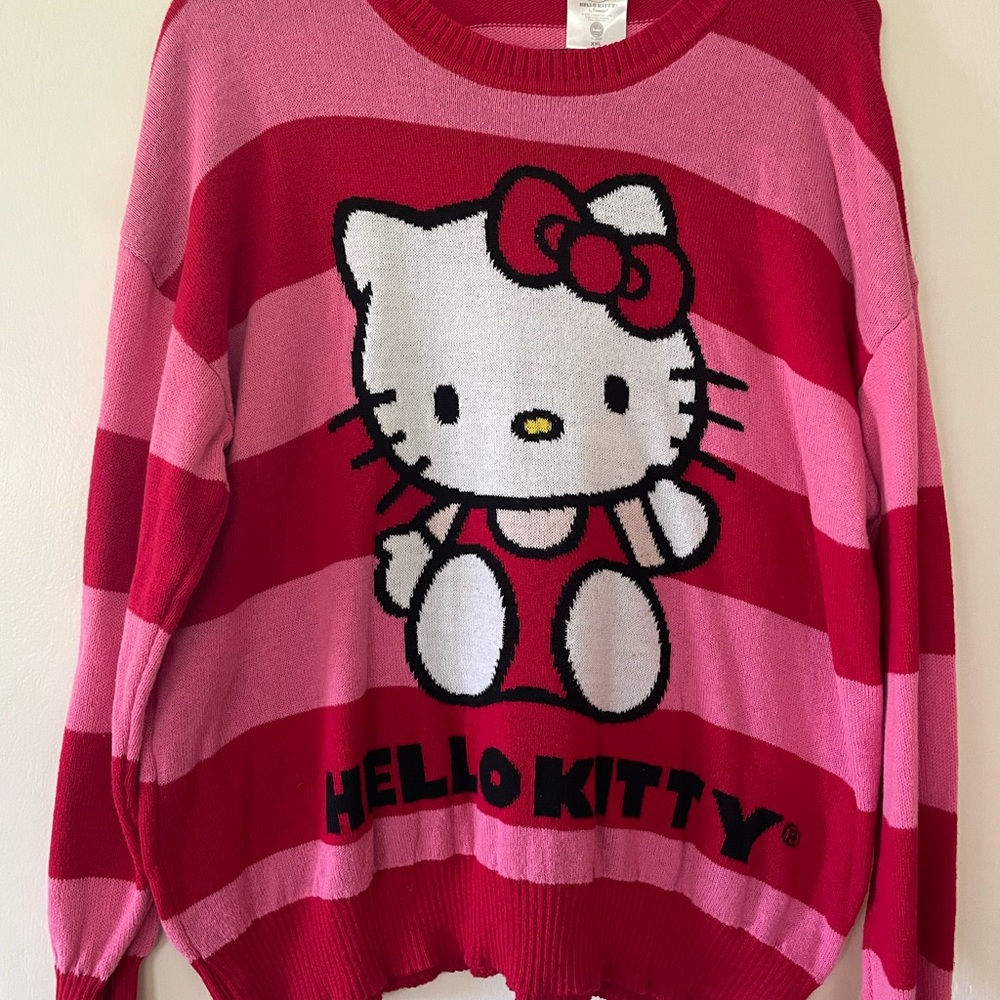 Hello Kitty Women's Pink and Red Sweater